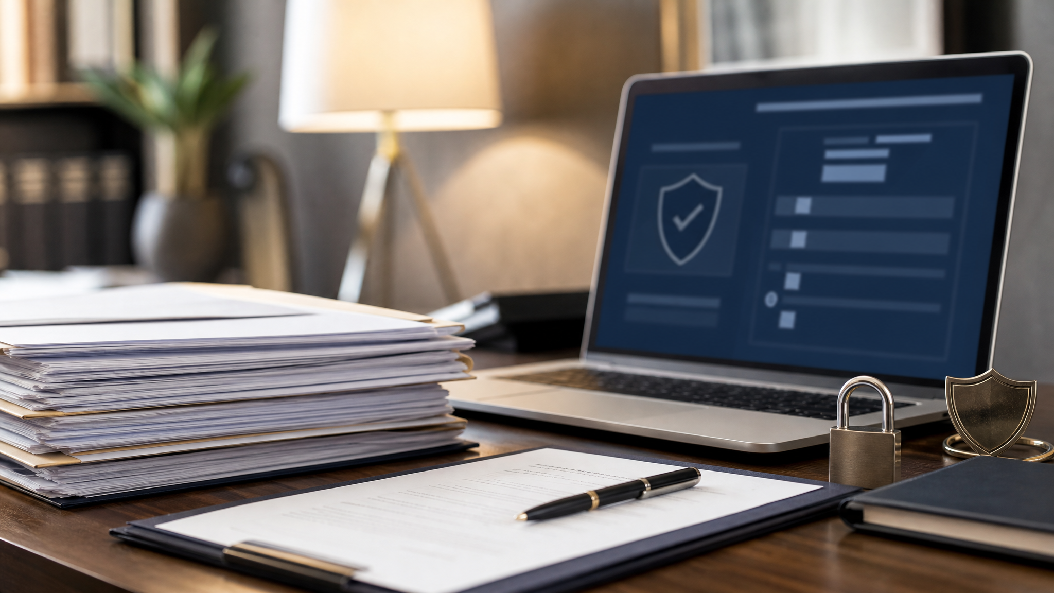 Secure payoff verification documents on a professional closing desk